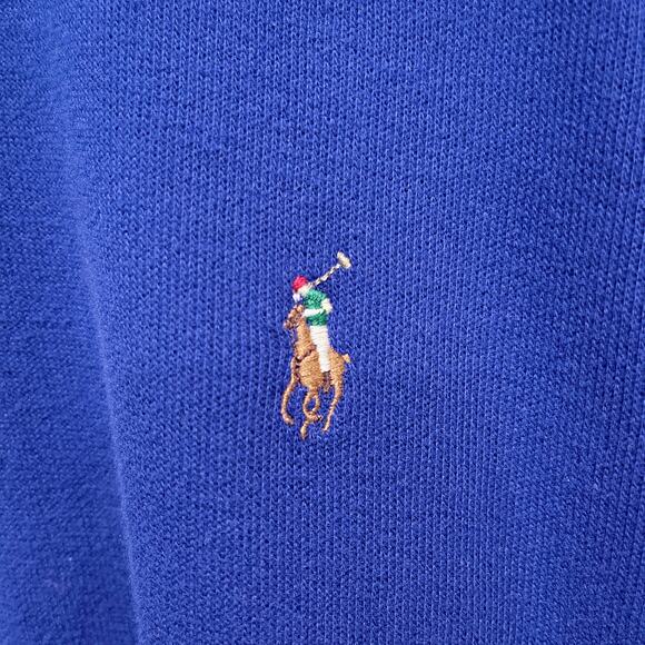 POLO Ralph Lauren Estate Rib 1/4 Zip Sweater Blue Cotton Jersey Mens Large - Picture 3 of 7